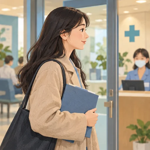 치료 이력을 확인할 서류를 가져온 장면 (AI 설명용 삽화)