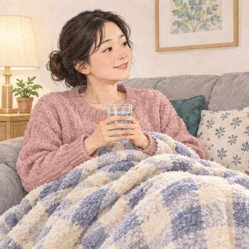 귀가 뒤 편안하게 휴식하는 모습 (AI 설명용 삽화)