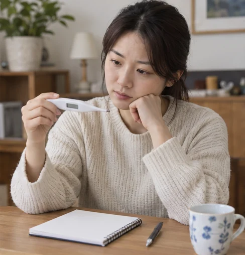 최근 몸 상태를 기록하는 모습 (AI 설명용 삽화)