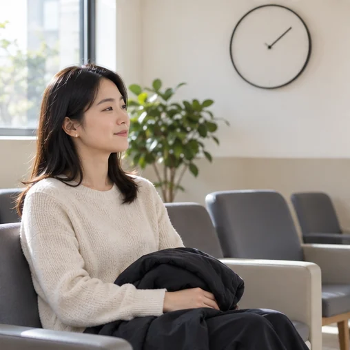 의료기관 대기 공간에서 관찰 시간을 갖는 모습 (AI 설명용 삽화)