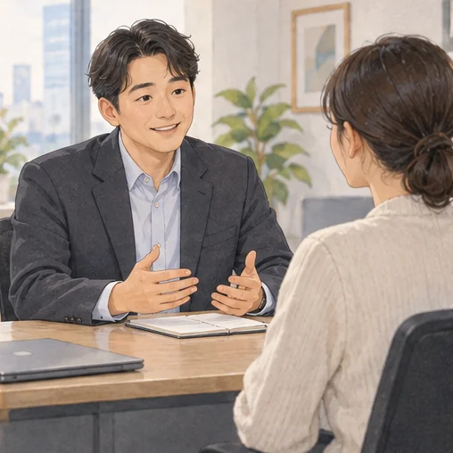 관리자와 복귀 연락 절차를 상의하는 직원 (AI 설명용 삽화)