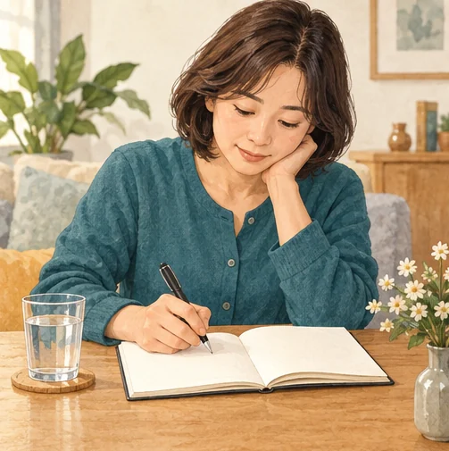 하루 동안 달라진 몸 상태를 정리하는 장면입니다. (AI 설명용 삽화)