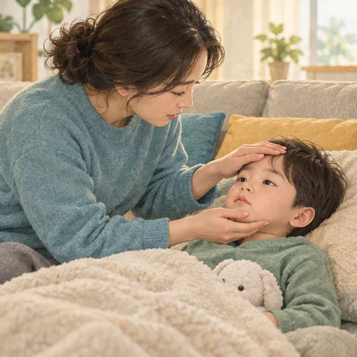 아이를 부를 때 반응이 평소와 같은지 살펴봅니다. (AI 설명용 삽화)