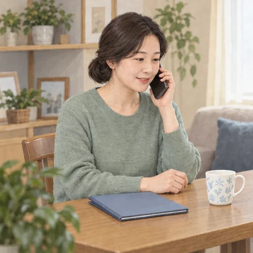 진료 상담을 위해 연락하는 가족 (AI 설명용 삽화)