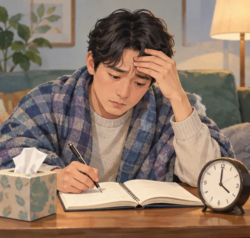 증상이 처음 나타난 시점을 기록하는 장면 (AI 설명용 삽화)