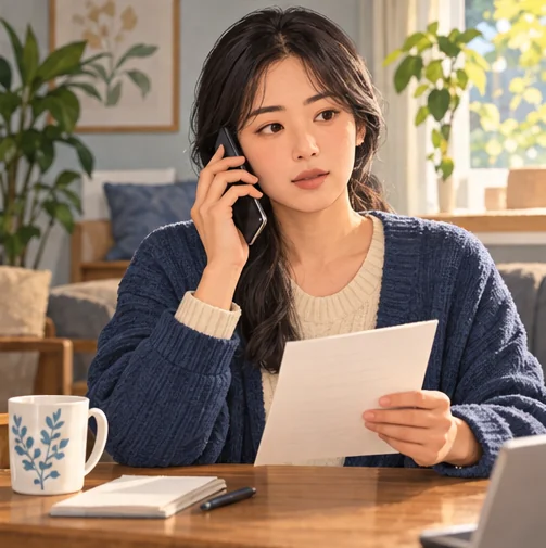 회복 중 달라진 상태를 의료기관에 설명하는 장면 (AI 설명용 삽화)