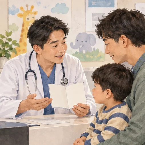 접종 기록을 의료진과 확인하는 모습 (AI 설명용 삽화)