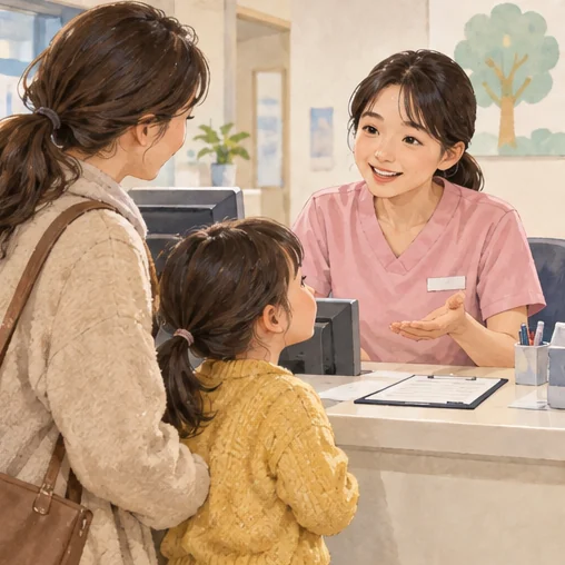 귀가 전 다음 방문을 상담하는 모습 (AI 설명용 삽화)