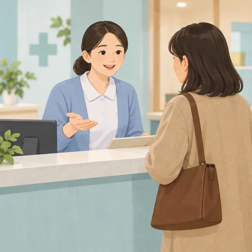 접수창구에서 비용 범위를 확인하는 장면 (AI 설명용 삽화)