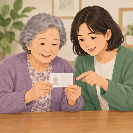 어르신의 지원 자격을 확인할 자료를 준비하는 장면 (AI 설명용 삽화)