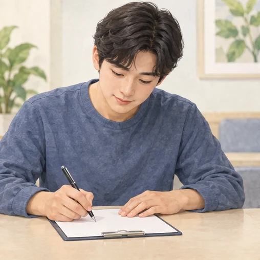 예진표는 자신의 건강 상태를 바탕으로 작성합니다. (AI 설명용 삽화)