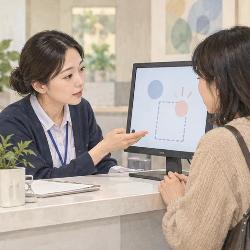 확인되지 않는 기록을 의료기관에 문의하는 모습 (AI 설명용 삽화)