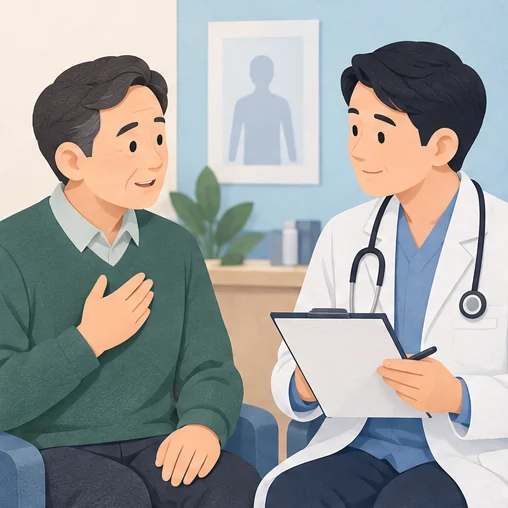 이전 알레르기나 심한 접종 반응은 예진 때 알립니다. (AI 설명용 삽화)