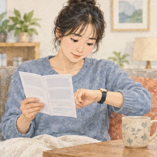 검사 설명서와 확인 시점을 살펴보는 모습 (AI 설명용 삽화)