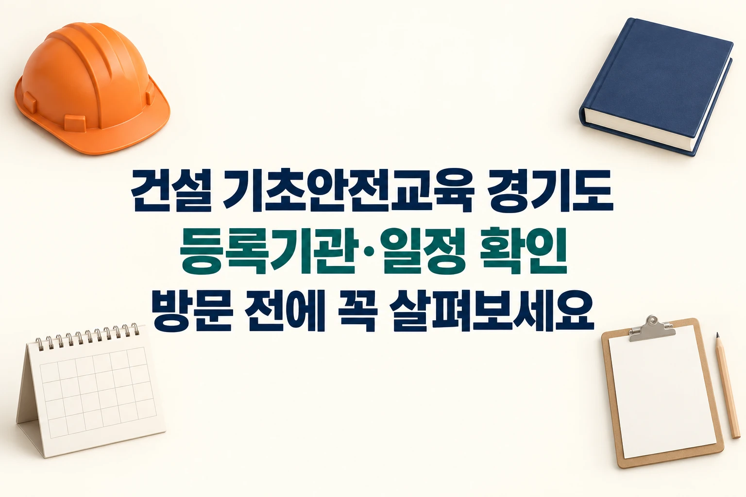 건설 기초안전교육 경기도의 등록기관과 일정을 방문 전에 확인하라는 한글 대표 이미지 (AI 설명용 썸네일)