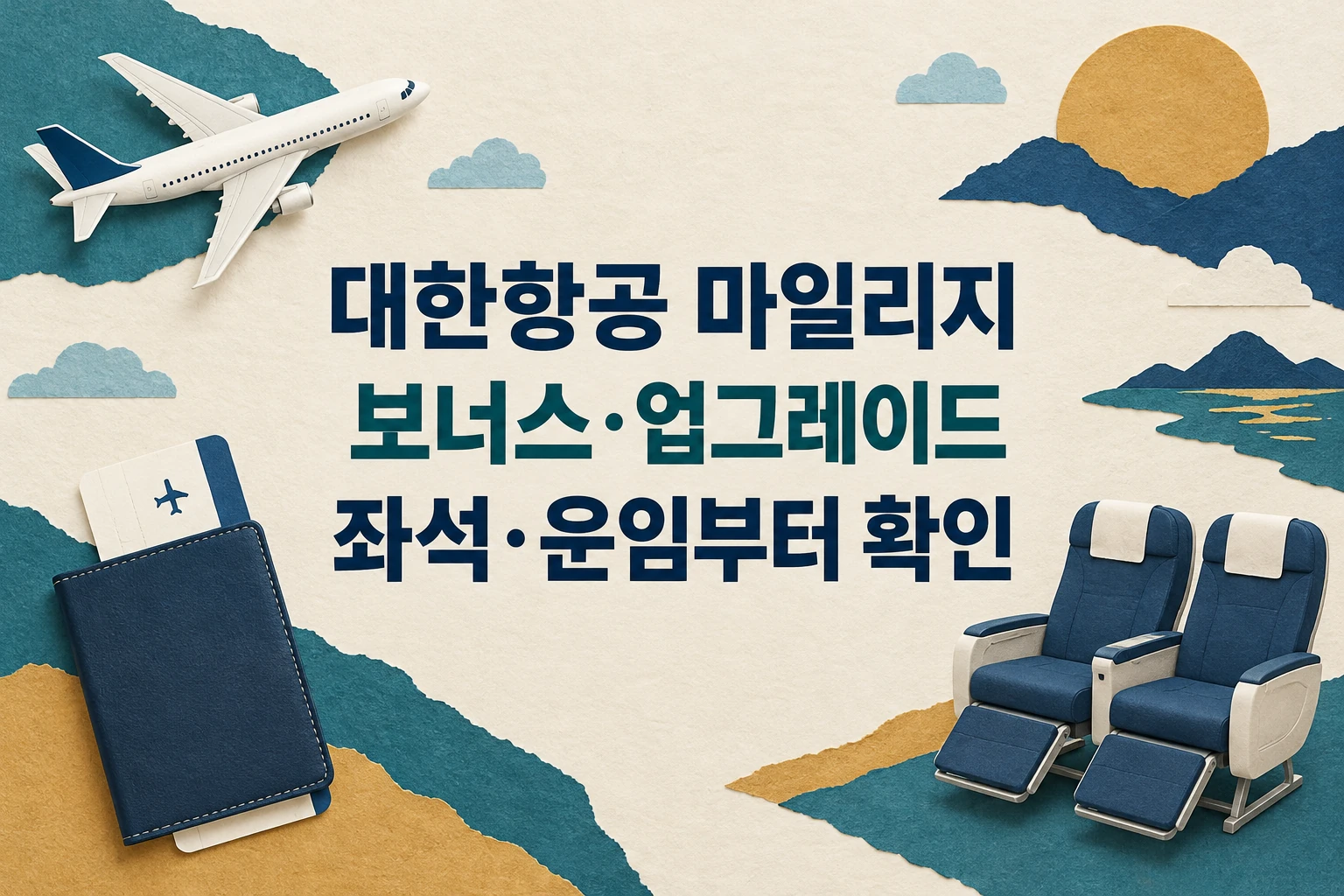대한항공 마일리지 보너스·업그레이드는 좌석·운임부터 확인하라는 한글 대표 삽화 (AI 설명용 썸네일)