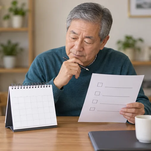 가능한 활동 일정을 달력과 메모로 정리하는 모습 (AI 설명용 삽화)