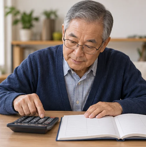 보수 항목을 계산기와 메모로 비교하는 모습 (AI 설명용 삽화)