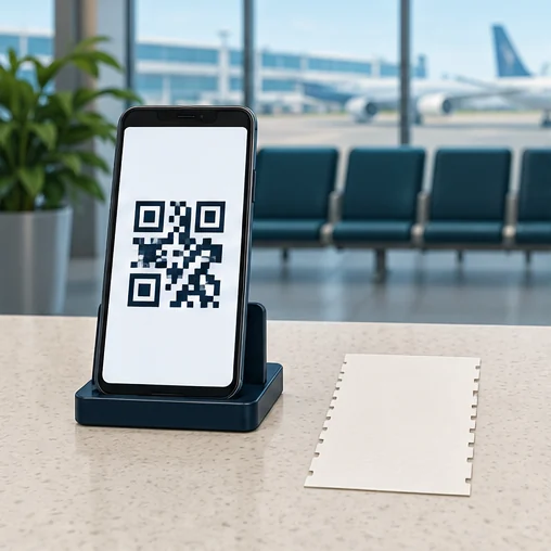 QR 화면과 지류 승차권의 차이를 표현한 예시 (AI 설명용 삽화)