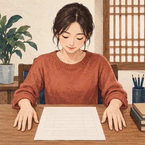 예산을 차분히 검토하는 가상의 이용자 (AI 설명용 삽화)