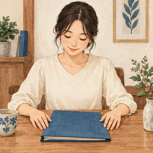 문의 기록을 정리하는 가상의 이용자 (AI 설명용 삽화)