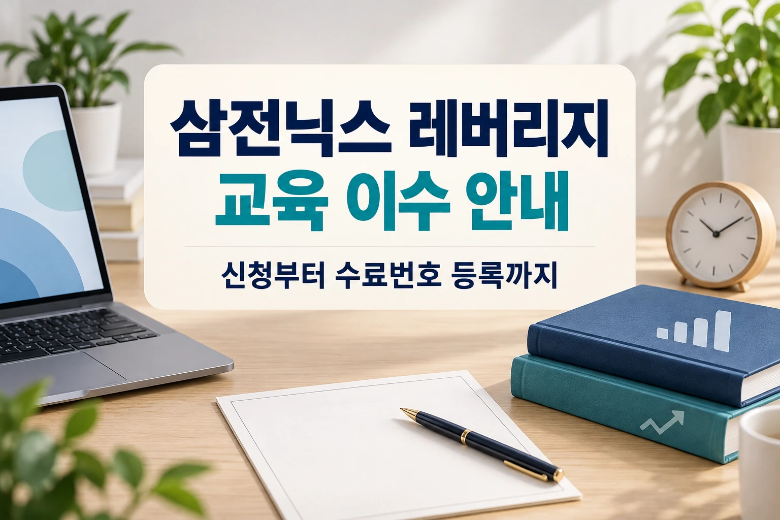 삼전닉스 레버리지 교육 신청부터 수료번호 등록까지 안내하는 한글 대표 이미지 (AI 설명용 썸네일)