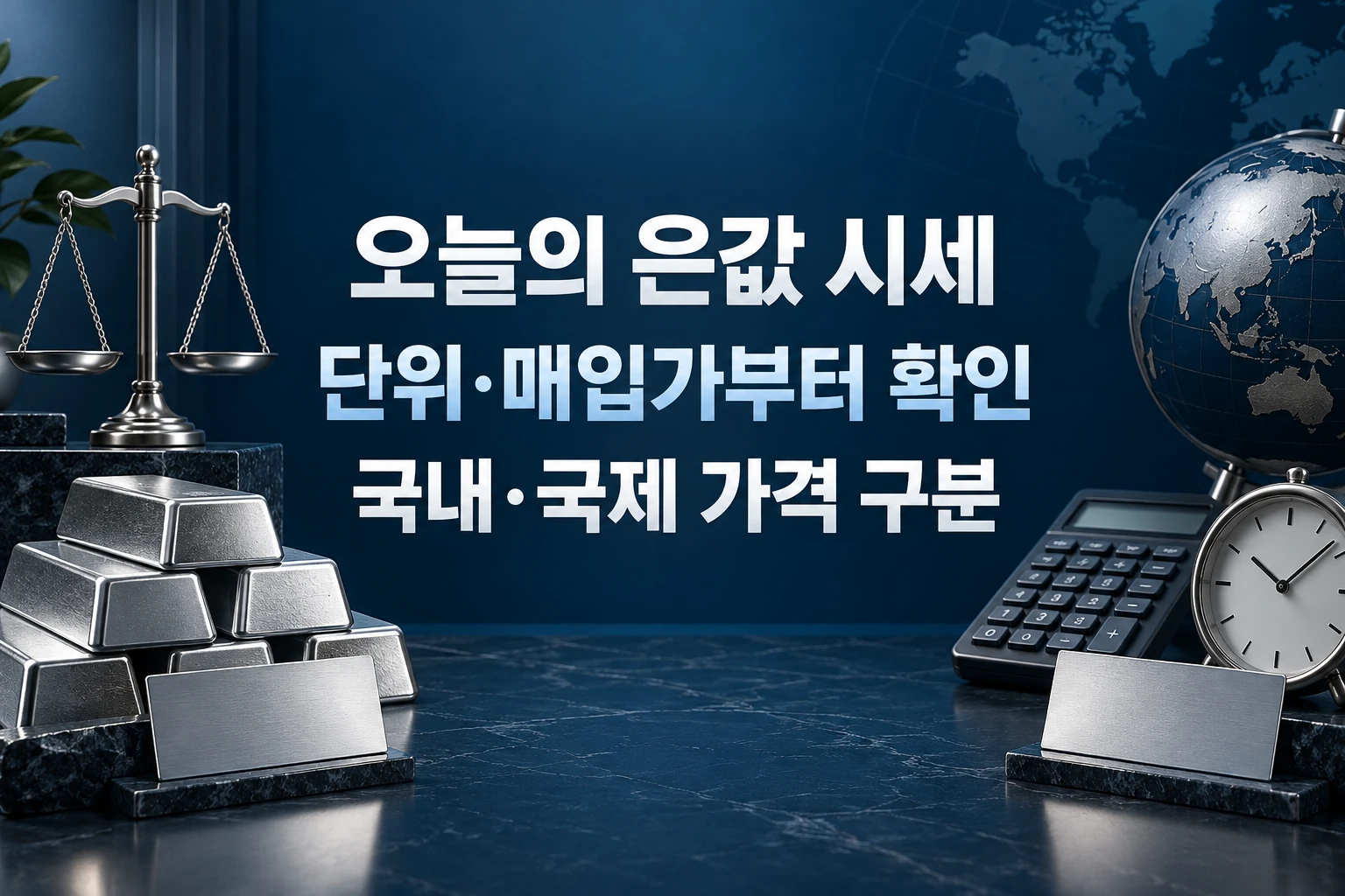 오늘의 은값 시세에서 단위와 매입가, 국내·국제 가격을 구분하는 한글 대표 이미지 (AI 설명용 썸네일)