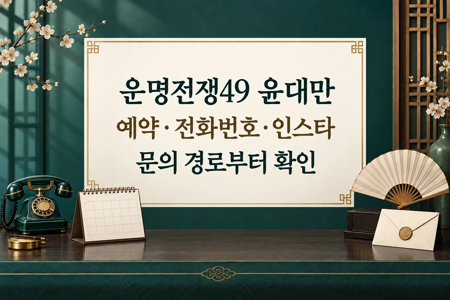 운명전쟁49 윤대만 예약·전화번호·인스타 문의 경로 확인을 안내하는 한글 대표 이미지 (AI 설명용 썸네일)