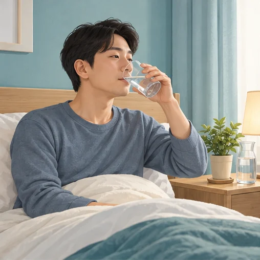 수분을 섭취하면서 탈수 징후를 살펴보세요. (AI 설명용 삽화)