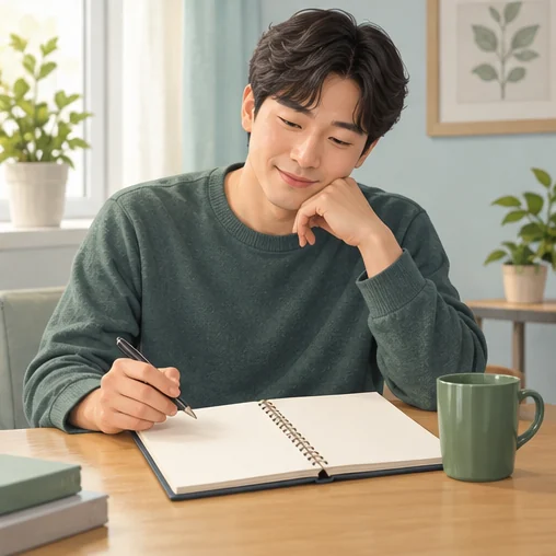 증상 변화와 회복 상태를 기록하면 상담에 도움이 됩니다. (AI 설명용 삽화)