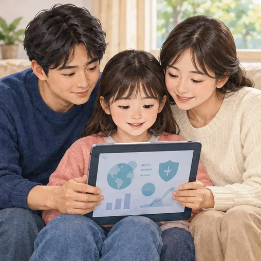 가족이 건강 정보를 함께 읽는 장면. (AI 설명용 삽화)