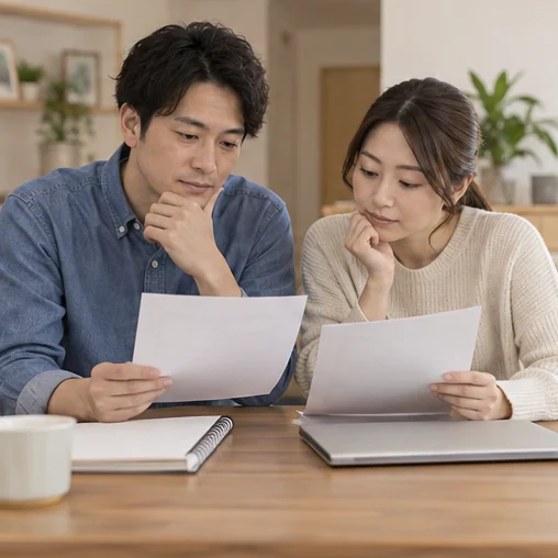 확인표와 받은 안내를 함께 살펴보는 모습 (AI 설명용 삽화)