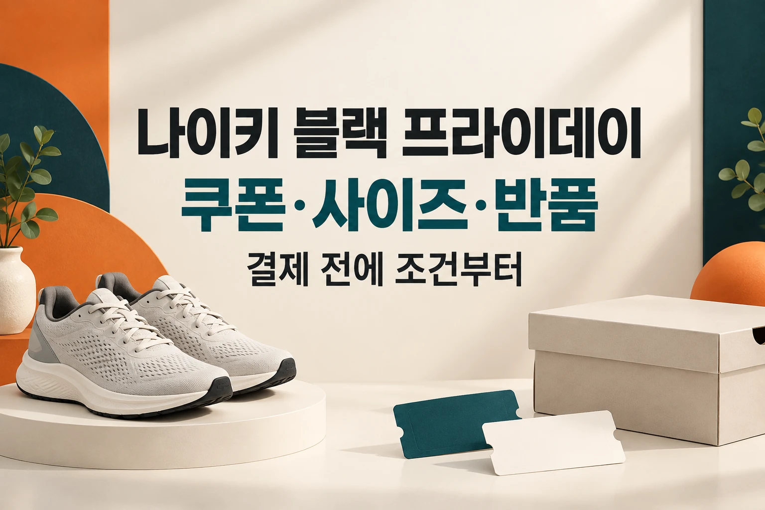 나이키 블랙 프라이데이 구매 전 쿠폰·사이즈·반품 조건을 확인하라는 한글 대표 이미지 (AI 설명용 썸네일)