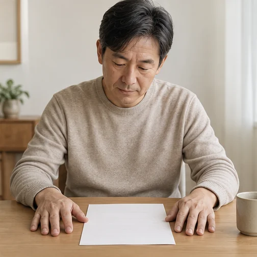 두 손을 책상에 놓고 주문서를 살펴보는 가상의 독자 (AI 설명용 삽화)
