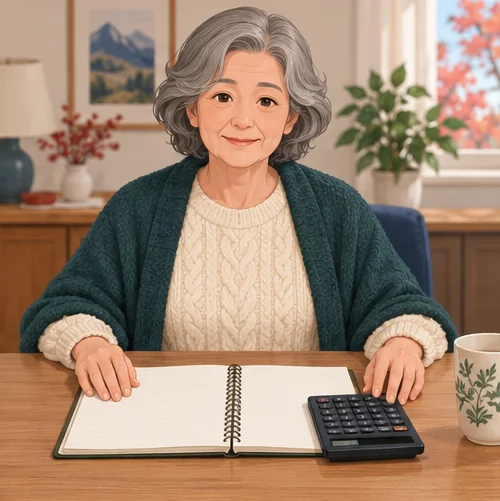 불필요한 구매를 줄이기 위해 예산을 확인하는 소비자 (AI 설명용 삽화)