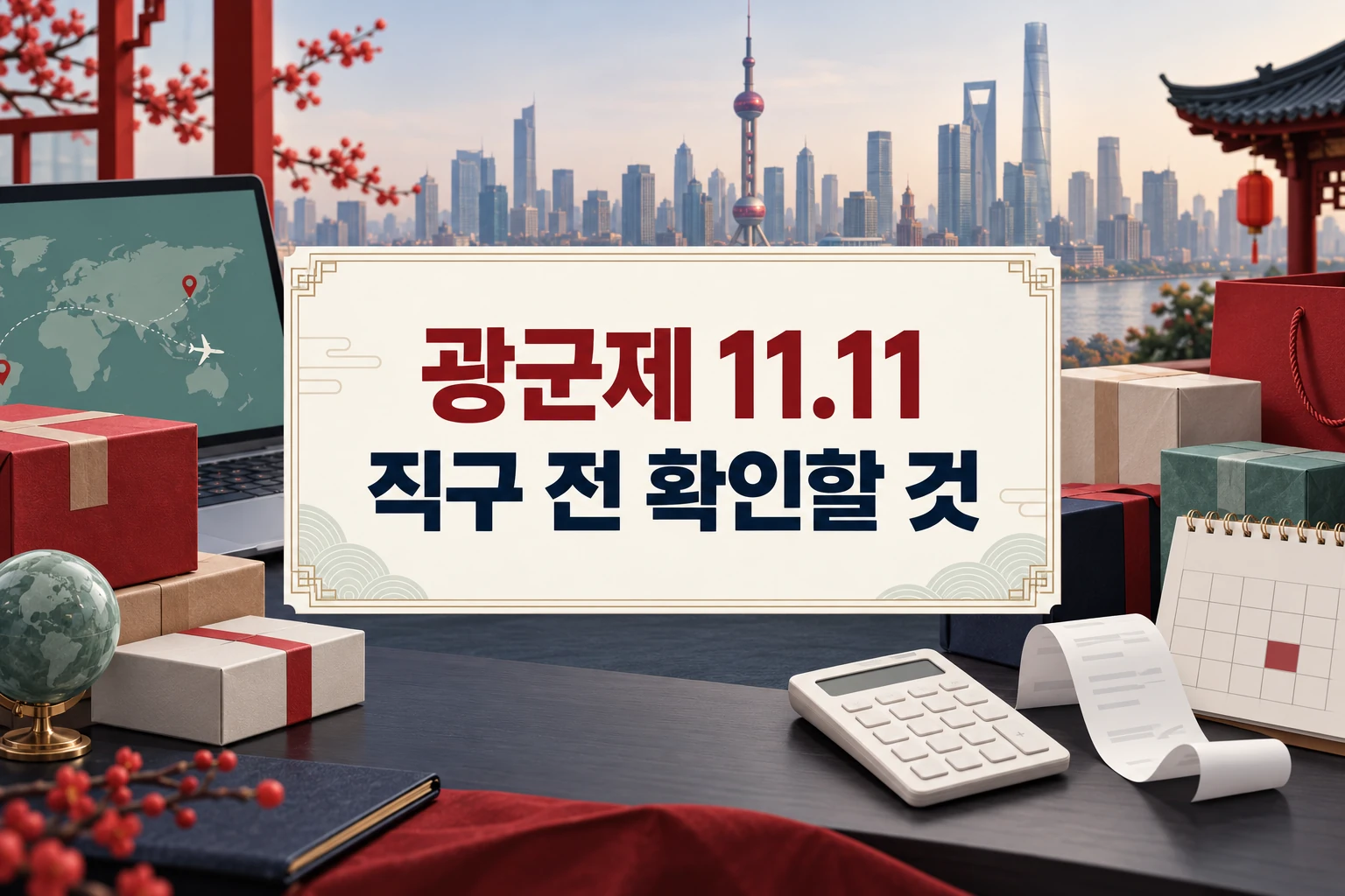 광군제 11.11 직구 전 확인할 것을 안내하는 한글 대표 썸네일 (AI 설명용 썸네일)