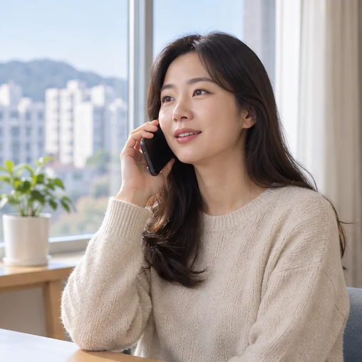의료기관에 전화로 상담하는 성인 (AI 설명용 삽화)