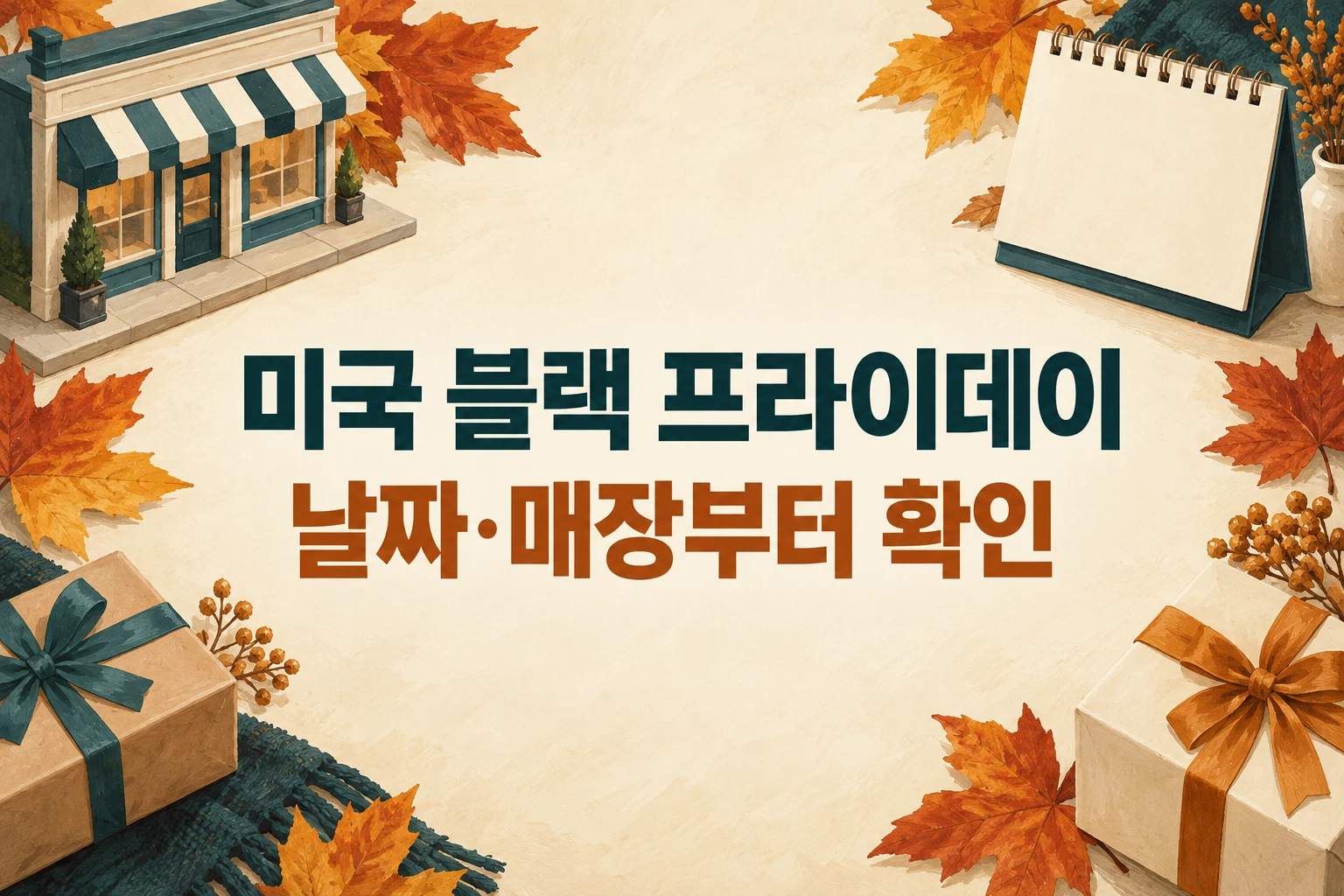 미국 블랙 프라이데이 날짜와 매장을 먼저 확인하라는 한글 대표 삽화 (AI 설명용 썸네일)